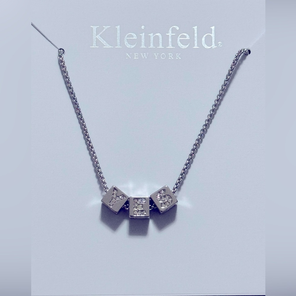 NEW.  Kleinfeld “YES” Women's Bridal Delicate Block Bachelorette Necklace